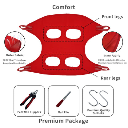 Dog Grooming Hammock,Pet Grooming Harness for Cats & Dogs,4 in 1 Pet Grooming Helper Supplies Kit, Come with Nail Clippers/Trimmer, Nail File, Great for Pet Care at Home