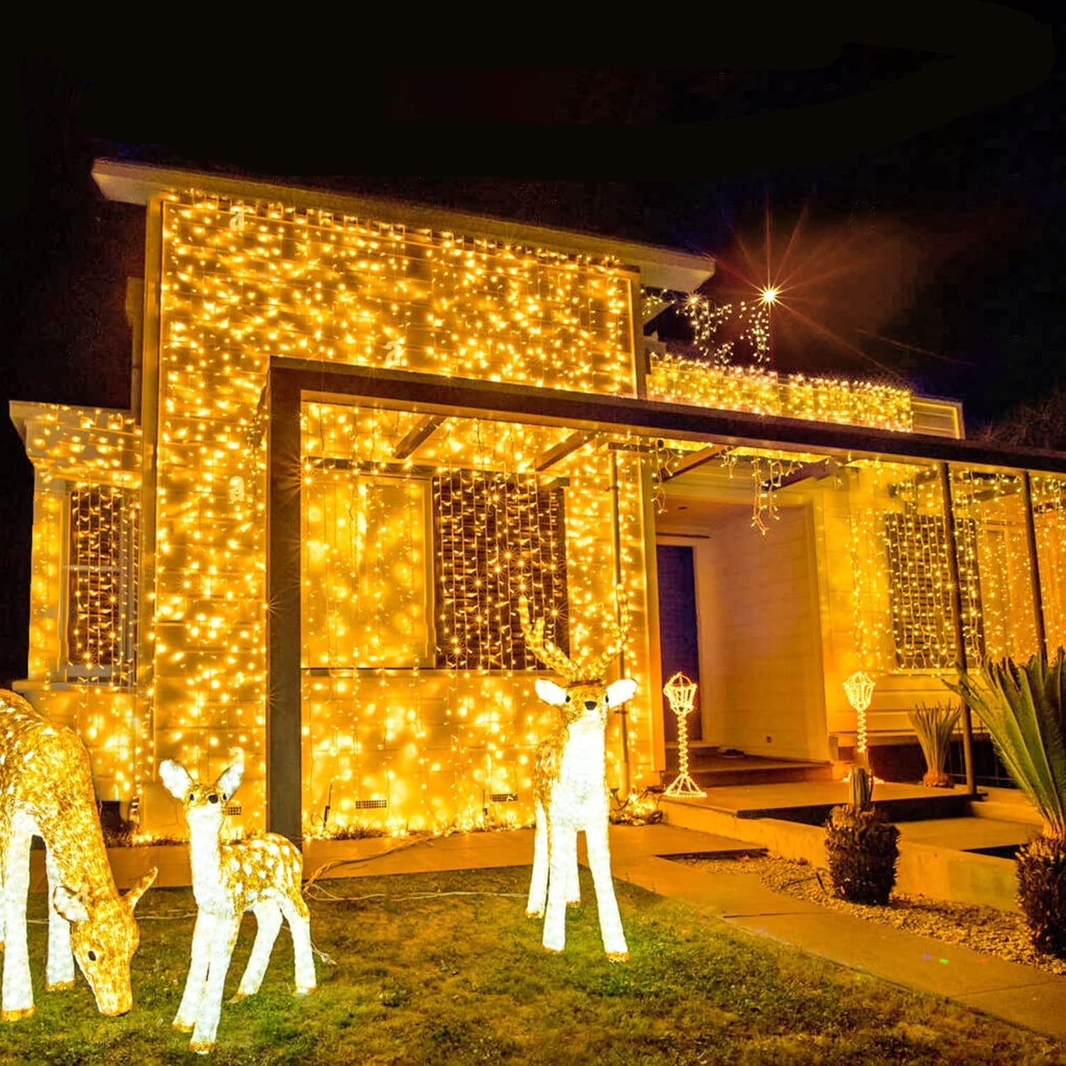 168FT 600 LED Christmas Lights Outdoor Waterproof 8 Modes Indoor String Lights for outside Warm White Christmas Tree Lights Plug in for Bedroom Wedding Party Holiday Classroom Decorations