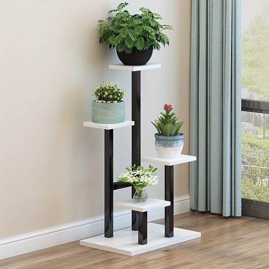Multiple Flower Pot Holder Rack - Space-Saving Planter Stand Shelves for Indoor Home Garden Decoration and Storage Organizer Display