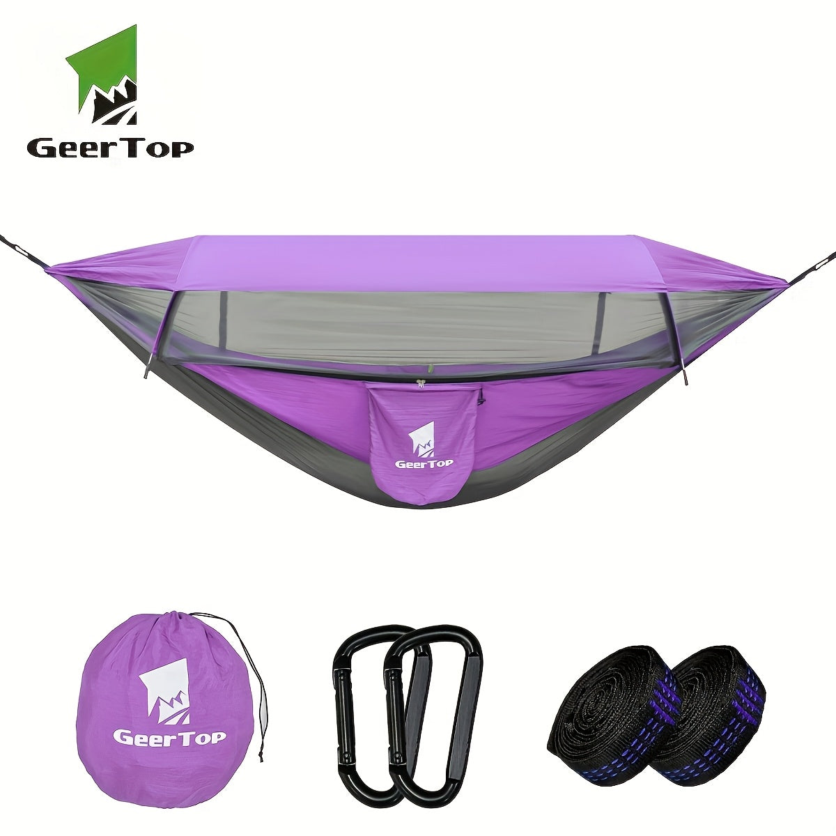 GeerTop 3-in-1 Camping Hammock with Mosquito Net & Sun Shelter - Durable, Easy Setup for Backpacking, Hiking, Beach & Garden