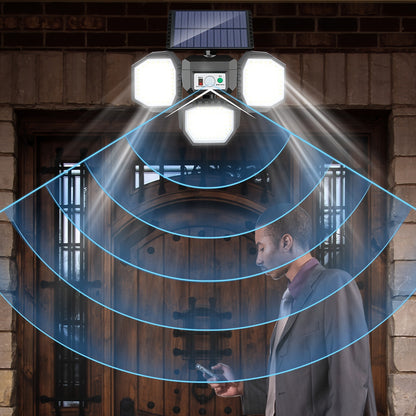 1pc 234 LED Split Solar Wall Light With Remote Control, Water-resistant, PIR Motion Sensor Security Floodlight For Outdoor Patio Yard Garage Garden, LED Lights