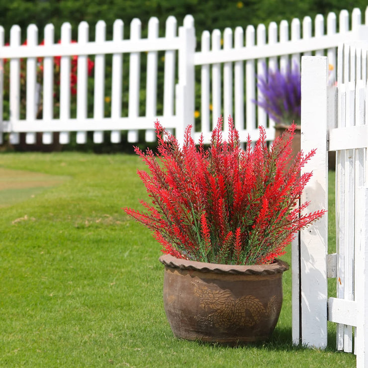 4 Bundles of UV-Resistant Artificial Lavender Flowers - Perfect for Garden, Porch, and Window Box Decorations!