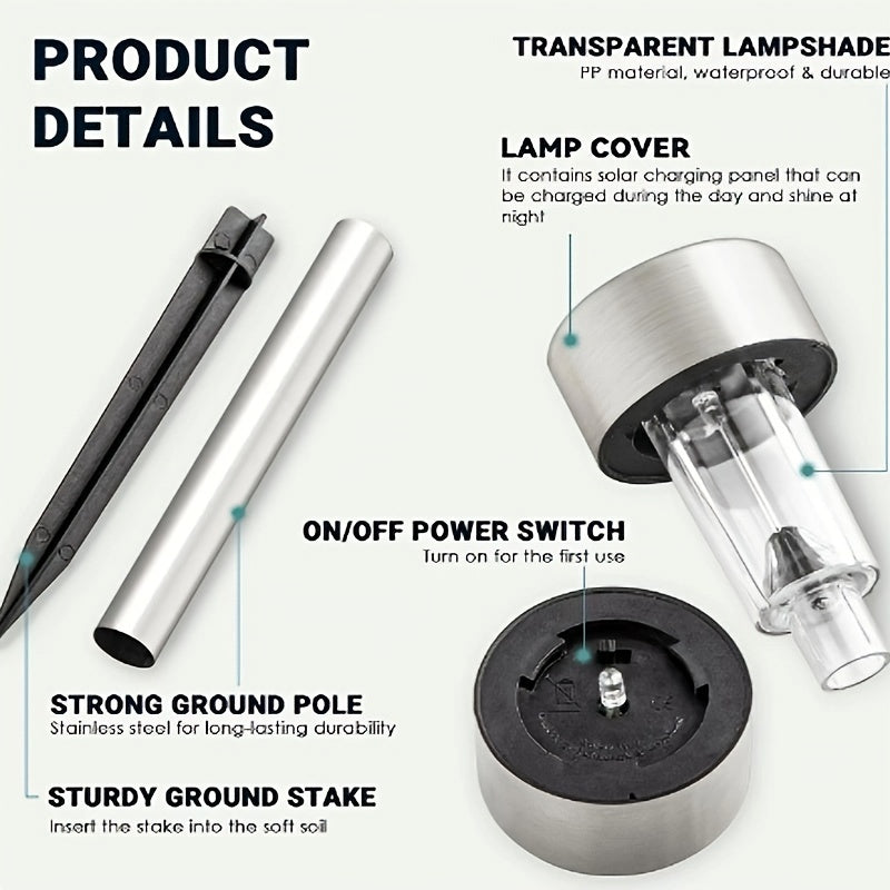 12 Pack Solar Outdoor Lights, Stainless Steel Solar Lights Outdoor Waterproof, LED Pathway Lights Outdoor Solar Lights Solar Garden Lights For Patio, Lawn, Yard And Landscape