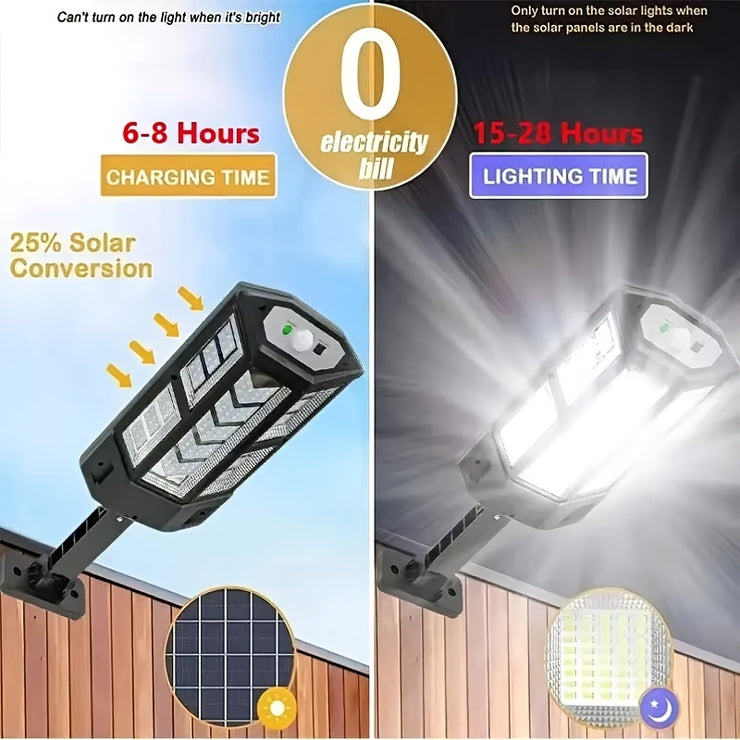 1pc 6500K Super Bright LED Solar Wall Light, Motion Sensor, 3 Lighting Mode Light, Outdoor Garden Security Street Yard Lamp With Battery
