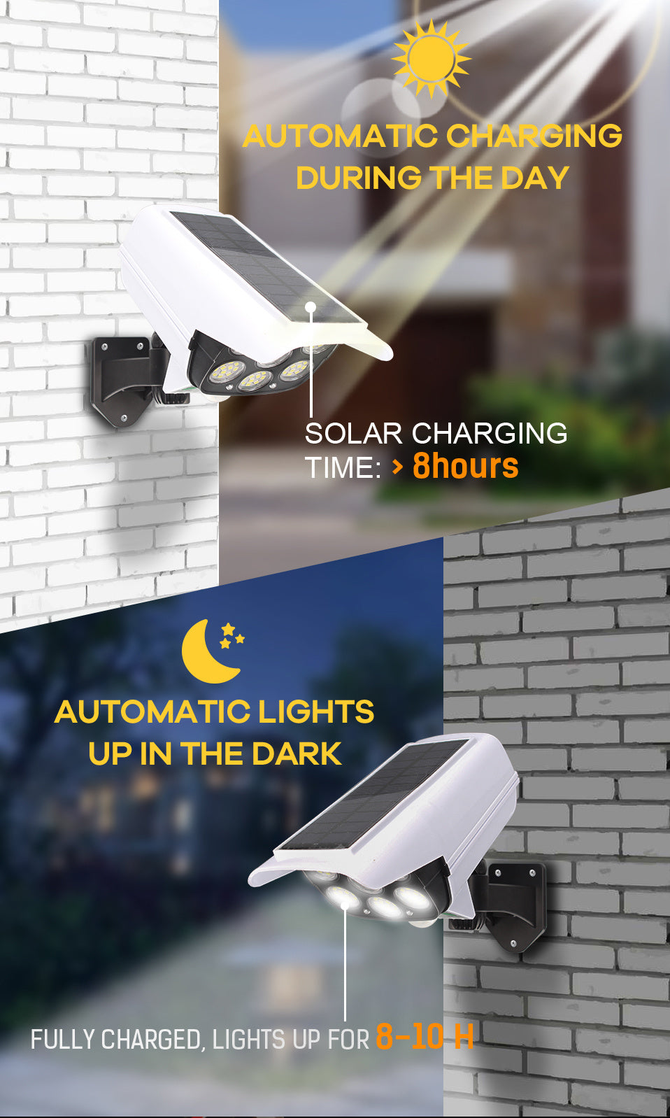 1pc Simulation Monitoring Solar Outdoor Lights, Motion Sensor Outdoor, Solar Security Light, For Front Door, Backyard, Steps, Garage, Garden