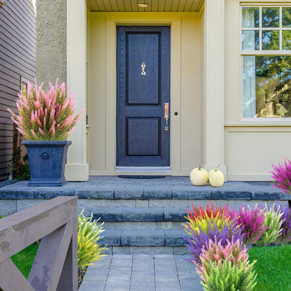 4 Bundles of UV-Resistant Artificial Lavender Flowers - Perfect for Garden, Porch, and Window Box Decorations!