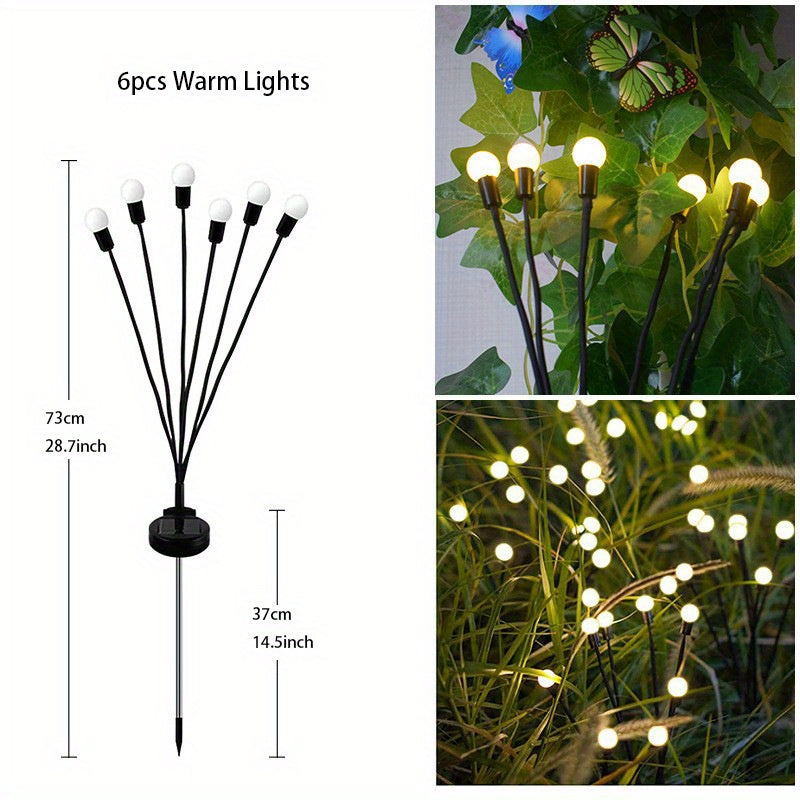 6/8/10 Lights Solar Lawn Lamp Garden Lamp, LED Wind-driven Firefly Ground Plug Lamp, Garden Ramadan Decoration Festival Lamp