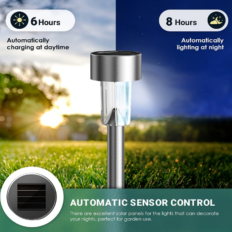 12 Pack Solar Outdoor Lights, Stainless Steel Solar Lights Outdoor Waterproof, LED Pathway Lights Outdoor Solar Lights Solar Garden Lights For Patio, Lawn, Yard And Landscape