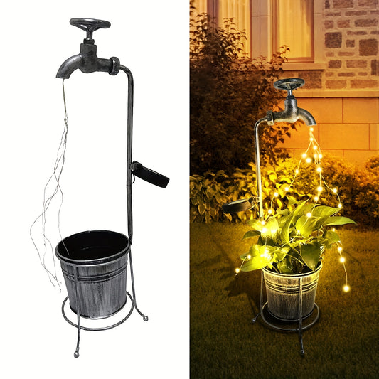1pc, Solar Garden Lights, Solar Garden Faucet Lights Decor, Waterfall LED Light With Solar Powered Outdoor Decorative, Room Decor, Home Decor, Wedding Decor, Holiday Decor, Celebration Decor, Outdoor Decor, Yard Decor, Garden