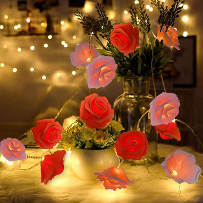 LED Rose String Lights, For Valentine's Day Wedding, Room Garden Decoration Night Light, Outdoor LED Fairy String Light Garland Wedding Street, Artificial Flowers LED Light, Mother And Valentines Day Gifts, Christmas & Hallow