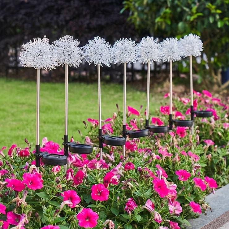 2pcs Solar Dandelion Aluminum Wire Ball Garden Lamp Waterproof Outdoor LED Landscape Lamp, Solar Flower Lamp Suitable For Courtyard Path, Flower Bed, Courtyard Lawn Decoration 29.53"x3.54"