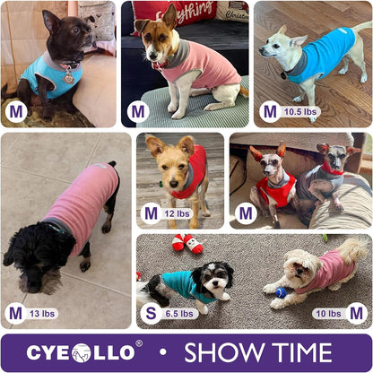 2 Pack Dog Fleece Sweater Stretchy Sweatshirt with Reflective Stripe Pullover Soft Jacket Pet Clothes Dog Sweaters for Small Dogs Cats Grey & Red