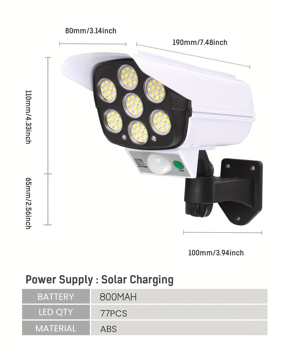 1pc Simulation Monitoring Solar Outdoor Lights, Motion Sensor Outdoor, Solar Security Light, For Front Door, Backyard, Steps, Garage, Garden