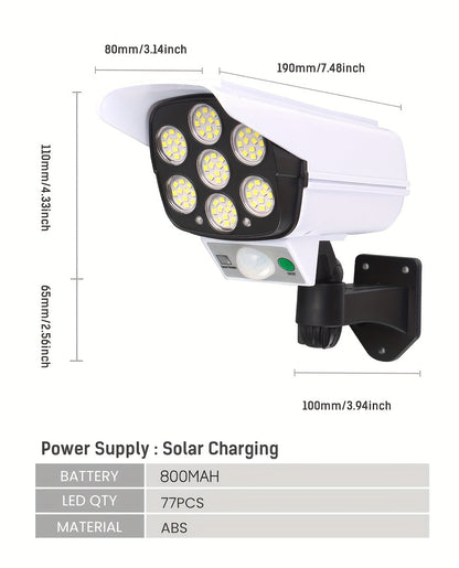 1pc Simulation Monitoring Solar Outdoor Lights, Motion Sensor Outdoor, Solar Security Light, For Front Door, Backyard, Steps, Garage, Garden