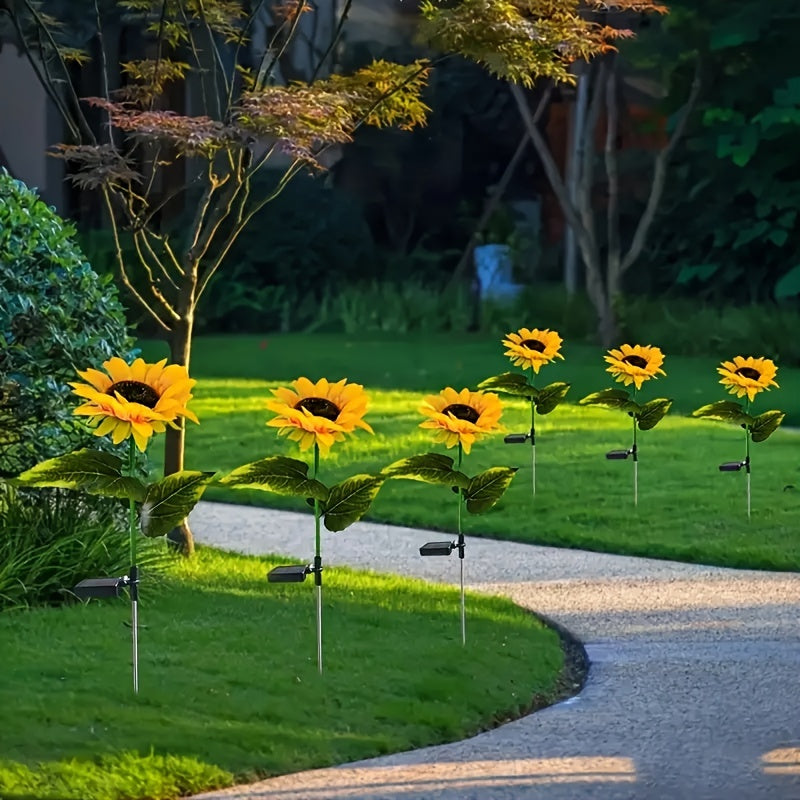2/4PCS Solar Flower Lights - Bright Sunflower Stake Lights for Garden Decor - Realistic, Weatherproof, Dusk-to-Dawn Illumination - Perfect for Yard, Patio, Front Yard, Backyard, Balcony