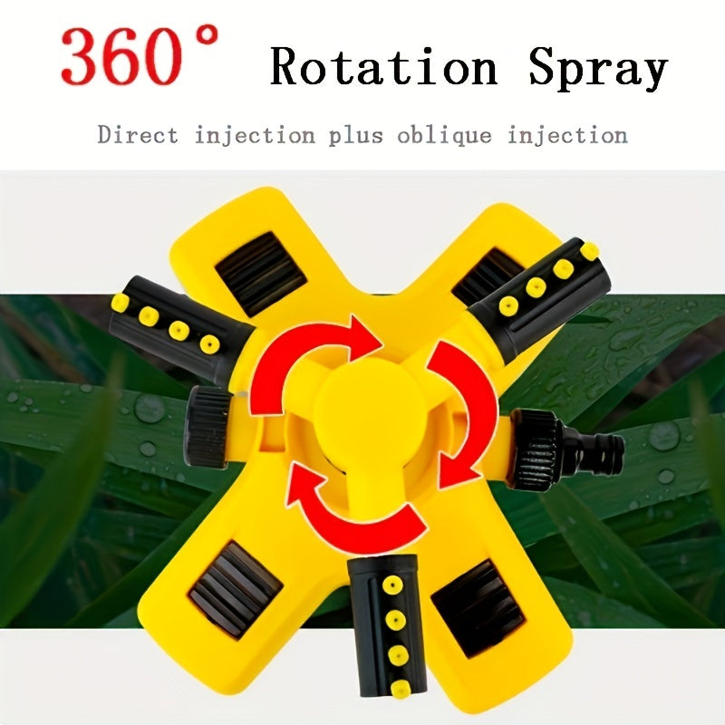 [1pc 360° Rotating Lawn Sprinkler] 1pc Lawn Automatic Sprinkler 360° Rotating 3 Adjustable Rotating Arms Combinable Multi-Angle Large Area Coverage For Garden Lawn Automatic Irrigation Roof Cooling, Yellow