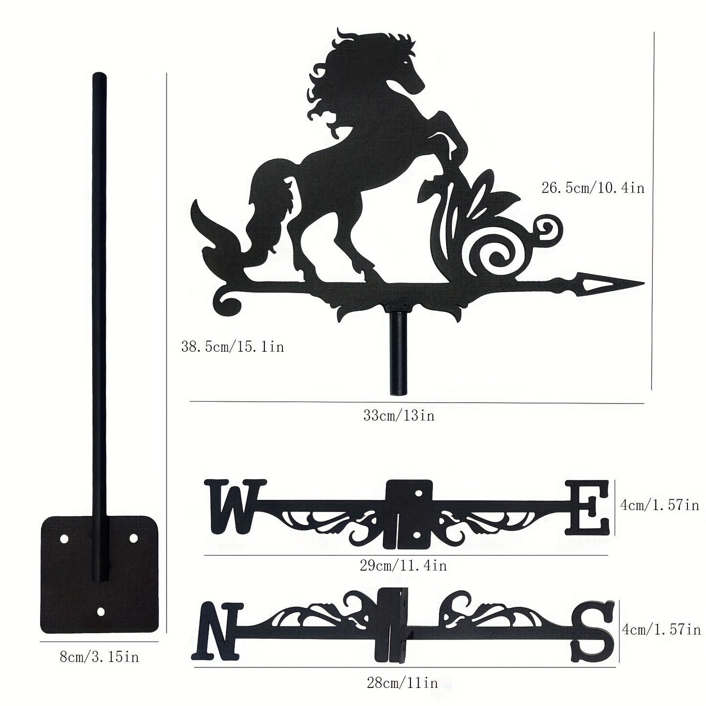 1pc, New Metal Animal Horse Wind Sign, Vertical Decorative Roof Wind Sign Garden Yard Decoration, For Roof Garden, Garden Shed, Home, Fence Column, Greenhouse, Barn Or S Hed Wind Sign