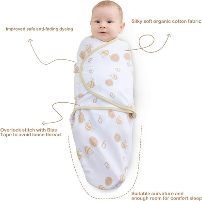 Soft & Breathable Baby Swaddle Blanket for 3-6 Months, Organic Cotton Baby Sleep Swaddle Sack, Infant Swaddle Bag for Baby 3-6 Months with Baby-Friendly Hook & Loop Fatsener