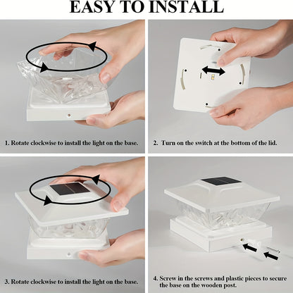 4/6/8 pack Solar Column Cover Light - 2 Modes LED Fence Deck Light for 3.5x3.5, 4x4, 4.5x4.5, 5x5 Wood Posts - Waterproof Outdoor Solar Light for Garden, Porch, Patio, Stairs - Bright and Decorative