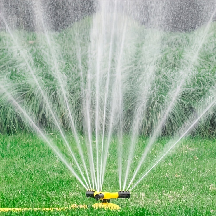 [1pc 360° Rotating Lawn Sprinkler] 1pc Lawn Automatic Sprinkler 360° Rotating 3 Adjustable Rotating Arms Combinable Multi-Angle Large Area Coverage For Garden Lawn Automatic Irrigation Roof Cooling, Yellow