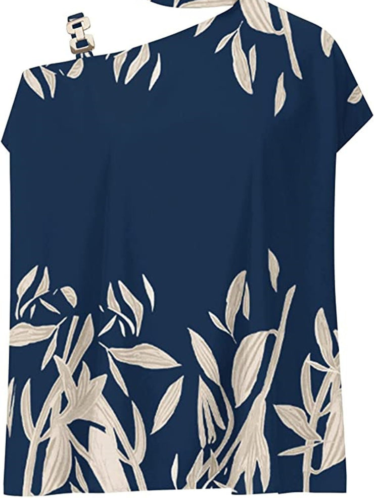 Women's Blouse Summer Halter Batwing Sleeve Floral Print Blouse