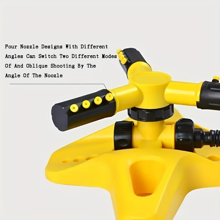 [1pc 360° Rotating Lawn Sprinkler] 1pc Lawn Automatic Sprinkler 360° Rotating 3 Adjustable Rotating Arms Combinable Multi-Angle Large Area Coverage For Garden Lawn Automatic Irrigation Roof Cooling, Yellow