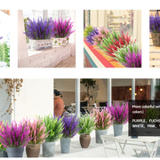4 Bundles of UV-Resistant Artificial Lavender Flowers - Perfect for Garden, Porch, and Window Box Decorations!