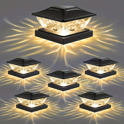 4/6/8 pack Solar Column Cover Light - 2 Modes LED Fence Deck Light for 3.5x3.5, 4x4, 4.5x4.5, 5x5 Wood Posts - Waterproof Outdoor Solar Light for Garden, Porch, Patio, Stairs - Bright and Decorative