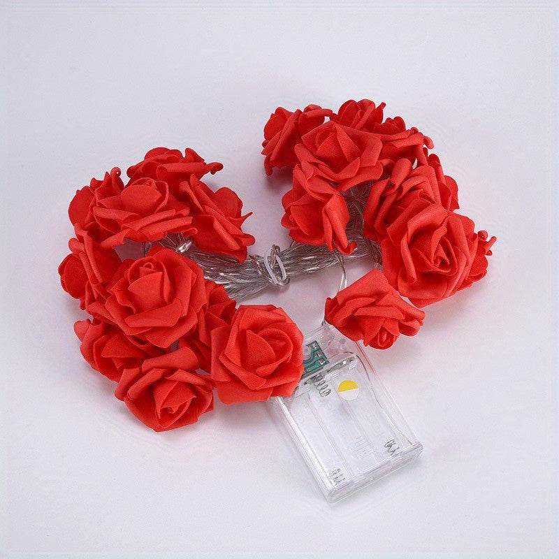 10 LED Rose Flower String Lights - Delicate Fairy Lights for Indoor Outdoor Decorations - DIY Wedding Garden Party Decor, Battery Operated with Compact Battery Box (Battery Not Included)