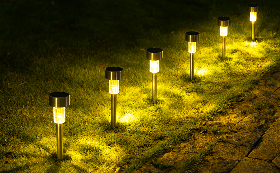 12 Pack Solar Outdoor Lights, Stainless Steel Solar Lights Outdoor Waterproof, LED Pathway Lights Outdoor Solar Lights Solar Garden Lights For Patio, Lawn, Yard And Landscape