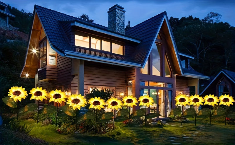 2/4PCS Solar Flower Lights - Bright Sunflower Stake Lights for Garden Decor - Realistic, Weatherproof, Dusk-to-Dawn Illumination - Perfect for Yard, Patio, Front Yard, Backyard, Balcony