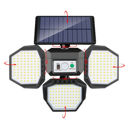 1pc 234 LED Split Solar Wall Light With Remote Control, Water-resistant, PIR Motion Sensor Security Floodlight For Outdoor Patio Yard Garage Garden, LED Lights