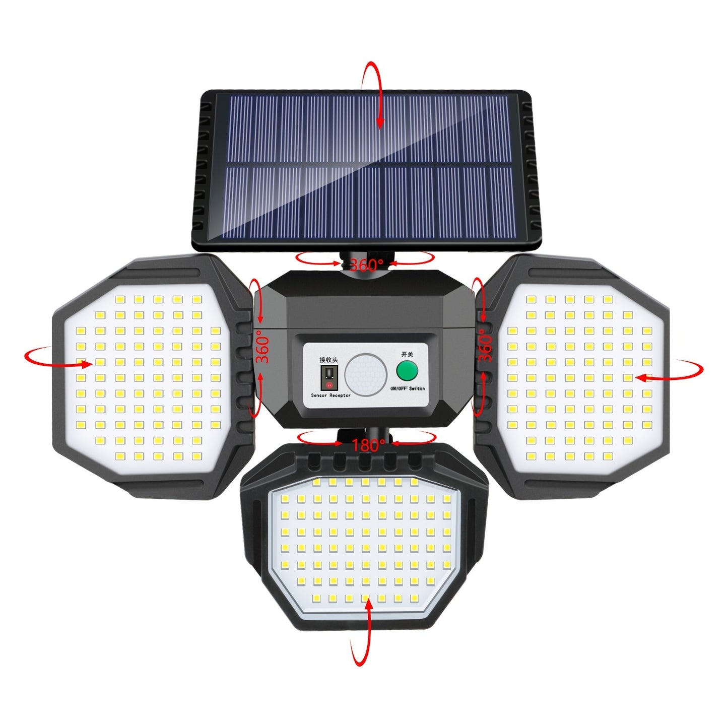 1pc 234 LED Split Solar Wall Light With Remote Control, Water-resistant, PIR Motion Sensor Security Floodlight For Outdoor Patio Yard Garage Garden, LED Lights