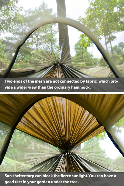 GeerTop 3-in-1 Camping Hammock with Mosquito Net & Sun Shelter - Durable, Easy Setup for Backpacking, Hiking, Beach & Garden
