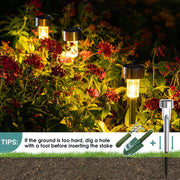 12 Pack Solar Outdoor Lights, Stainless Steel Solar Lights Outdoor Waterproof, LED Pathway Lights Outdoor Solar Lights Solar Garden Lights For Patio, Lawn, Yard And Landscape
