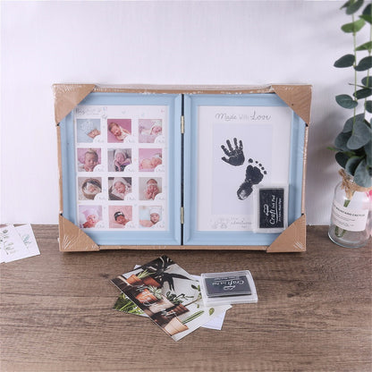 [100 Days Hand & Foot Frame] 100 Days Anniversary Table Filler Photo Frame - Capture Your Newborn's Hand & Foot Prints, Halloween, Thanksgiving And Christmas Gift