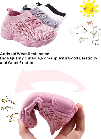 Toddler Baby Girls Boys Tennis White Walking Barefoot Slip on Shoes 18-24 Months Size 5 Wide Toe Box Summer Soft Sole Flexible Dinosaur Cheer Shoes Breathable Outdoor Soccer Rubber Sneakers