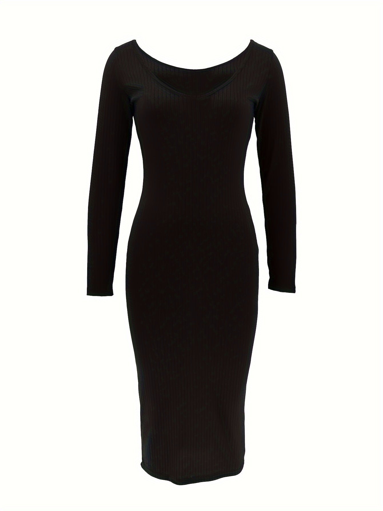 Off Shoulder Bodycon Dress, Elegant Backless Long Sleeve Dress, Women's Clothing