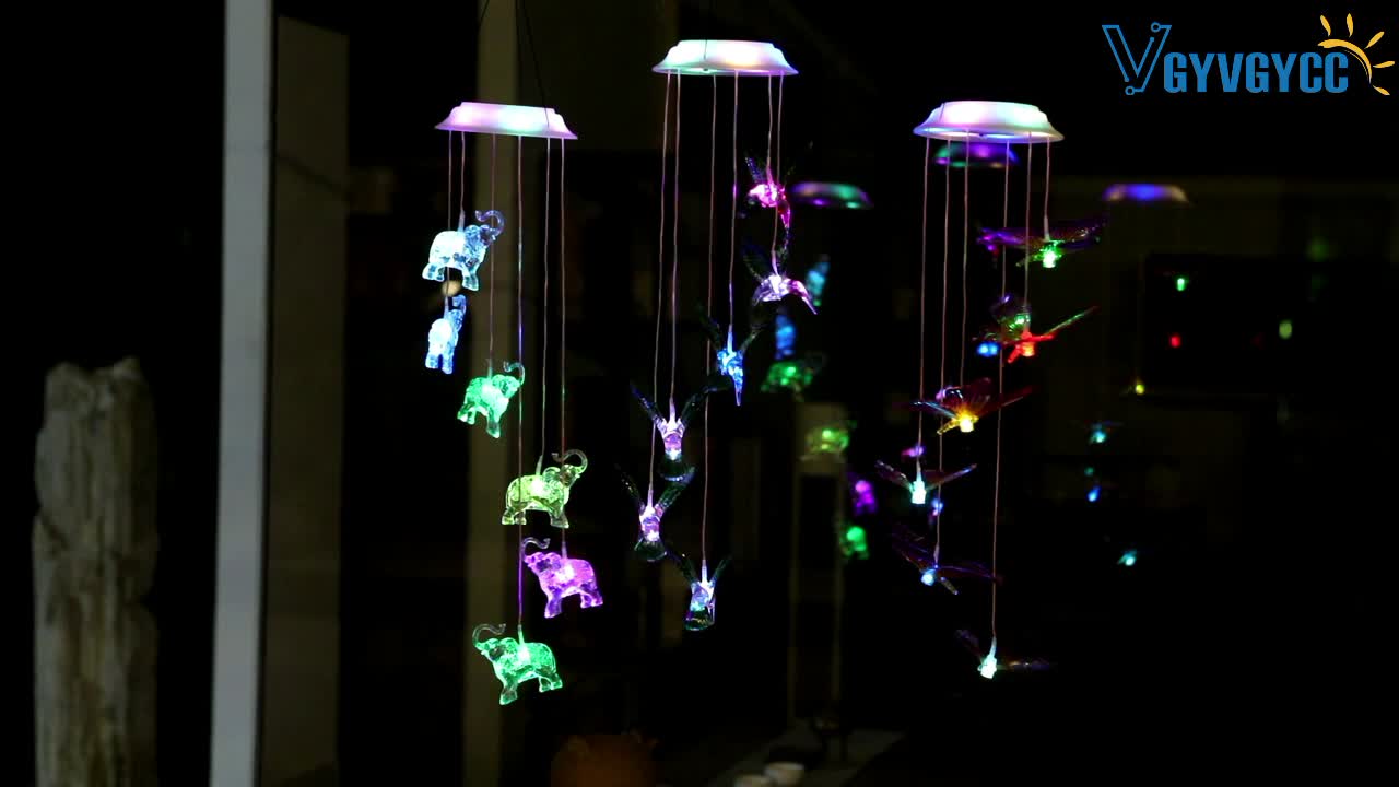 Elephant Solar Wind Chimes with LED Lights - Durable ABS Outdoor Decor, 600mAh Rechargeable Battery for Long-Lasting Night Lighting, Perfect Housewarming Gift for Garden & Patio, Memorial, Yard Lawn Decor