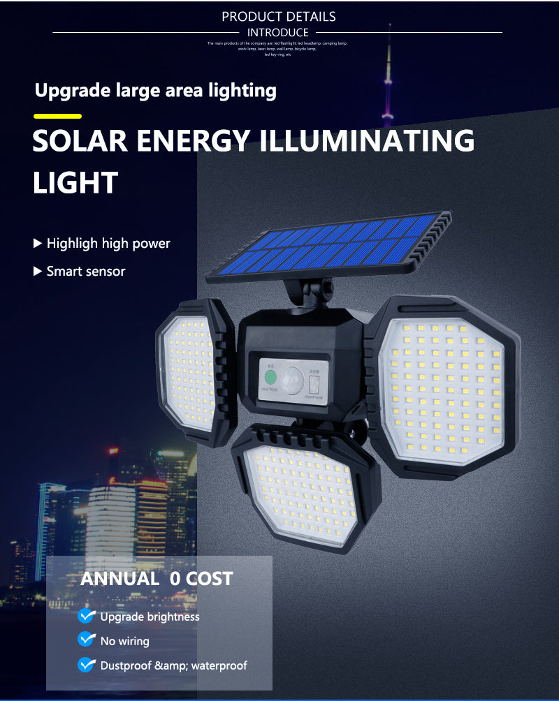 1pc 234 LED Split Solar Wall Light With Remote Control, Water-resistant, PIR Motion Sensor Security Floodlight For Outdoor Patio Yard Garage Garden, LED Lights