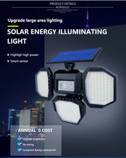 1pc 234 LED Split Solar Wall Light With Remote Control, Water-resistant, PIR Motion Sensor Security Floodlight For Outdoor Patio Yard Garage Garden, LED Lights