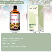 1 Bottle Of PhatOIL Passion Fruit Fragrance Oil - Essential Oil Singles - Rich, Fruity Scent for Scented Candles, Air Humidification, Diffusers, Oil Burner - 100ML/3.38Fl.Oz