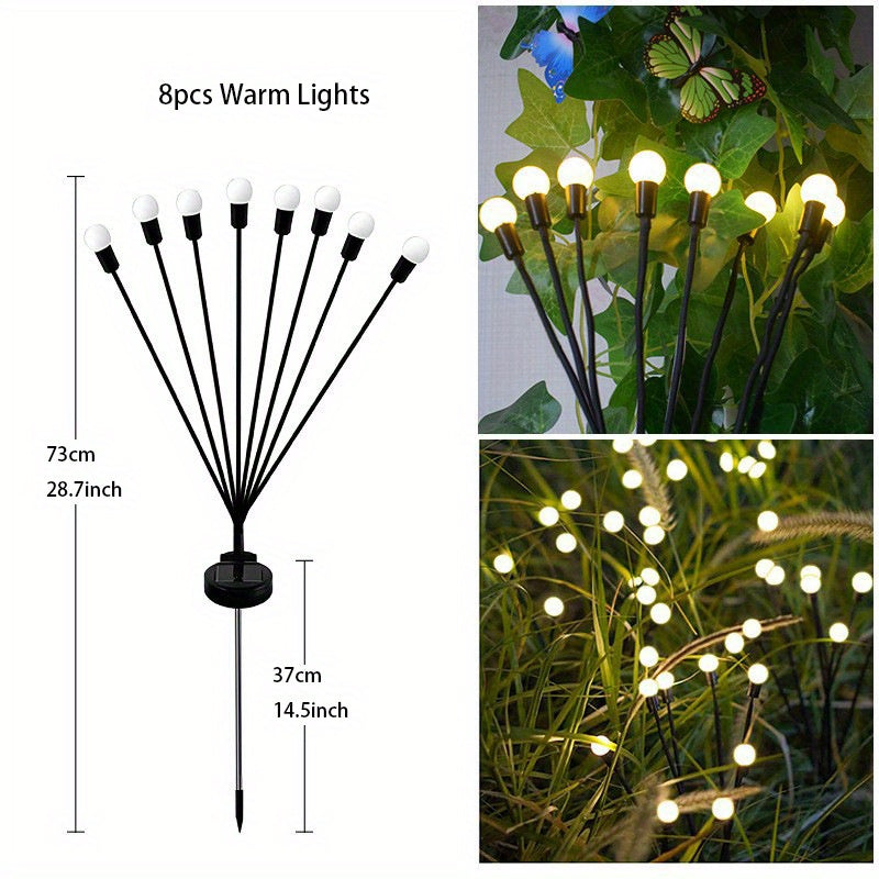 6/8/10 Lights Solar Lawn Lamp Garden Lamp, LED Wind-driven Firefly Ground Plug Lamp, Garden Ramadan Decoration Festival Lamp
