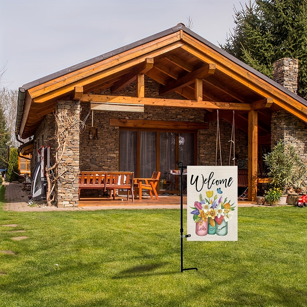 Black Wrought Iron Garden Flag Holder Stand - Durable Yard Flagpole, Holds Flags Up to 12.5" Wide, Includes Tiger Clip and Rubber Stopper for Outdoor Decoration, Coated Flagpole