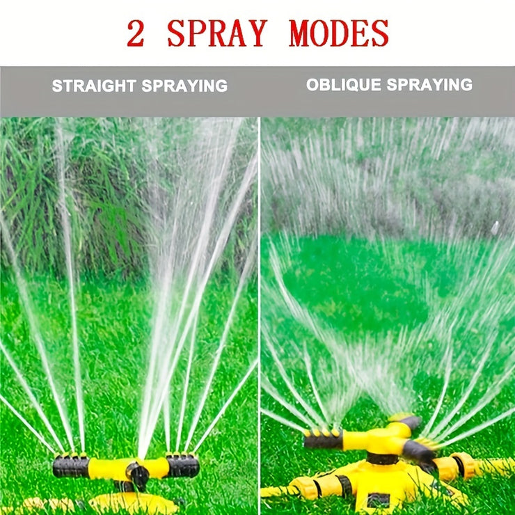[1pc 360° Rotating Lawn Sprinkler] 1pc Lawn Automatic Sprinkler 360° Rotating 3 Adjustable Rotating Arms Combinable Multi-Angle Large Area Coverage For Garden Lawn Automatic Irrigation Roof Cooling, Yellow