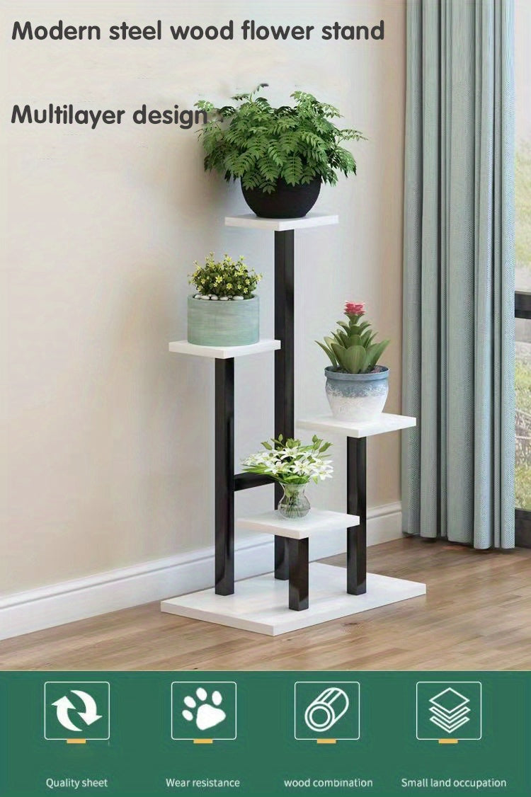Multiple Flower Pot Holder Rack - Space-Saving Planter Stand Shelves for Indoor Home Garden Decoration and Storage Organizer Display