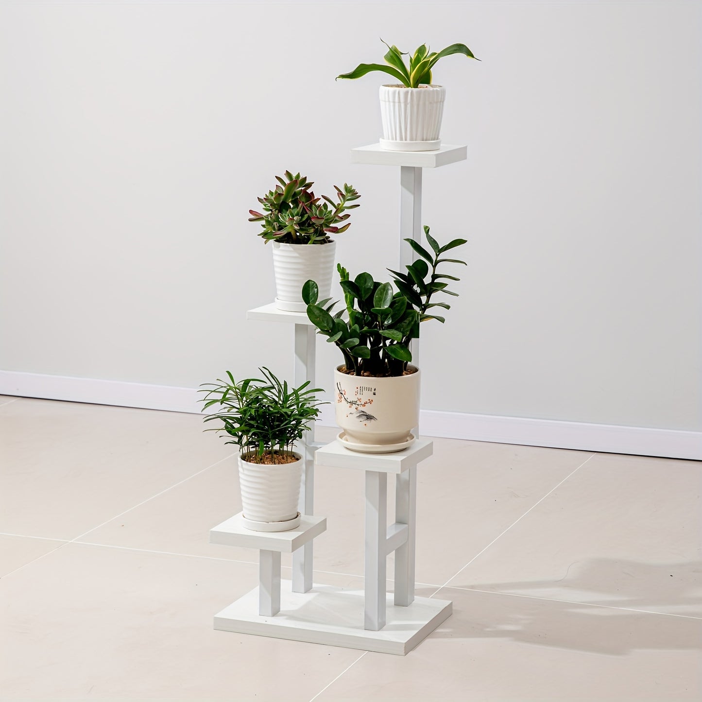 Multiple Flower Pot Holder Rack - Space-Saving Planter Stand Shelves for Indoor Home Garden Decoration and Storage Organizer Display