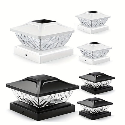 4/6/8 pack Solar Column Cover Light - 2 Modes LED Fence Deck Light for 3.5x3.5, 4x4, 4.5x4.5, 5x5 Wood Posts - Waterproof Outdoor Solar Light for Garden, Porch, Patio, Stairs - Bright and Decorative