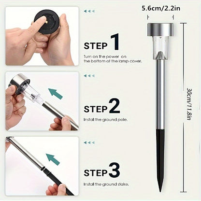 12 Pack Solar Outdoor Lights, Stainless Steel Solar Lights Outdoor Waterproof, LED Pathway Lights Outdoor Solar Lights Solar Garden Lights For Patio, Lawn, Yard And Landscape