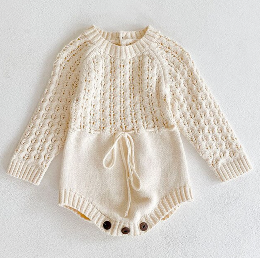 girl baby knitted hollow waist girdle long sleeves